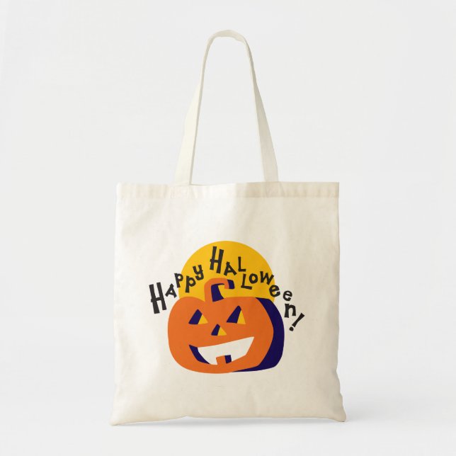 Bolsa Tote Feliz Halloween Divertido da Abóbora (Frente)
