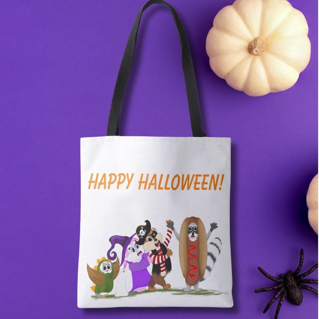Bolsa Tote Feliz Halloween dos Animais da Floresta (Criador carregado)