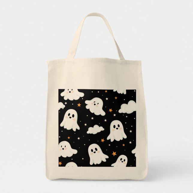 Bolsa Tote Feliz Halloween Ghost Cloudy Star Sky (Frente)