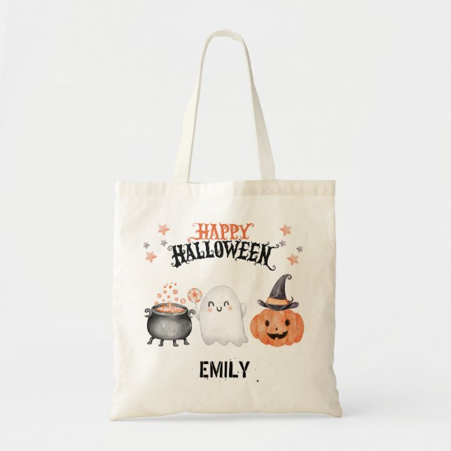 Bolsa Tote Feliz Halloween Ghost Pumpkin (Frente)