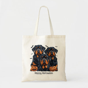 Bolsa Tote Feliz Halloween Rottweiler Cães Jack O Lanterna