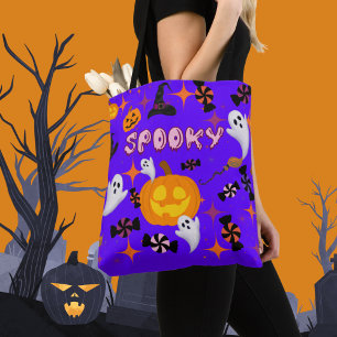 Bolsa Tote Feliz Halloween Roxo Festivo