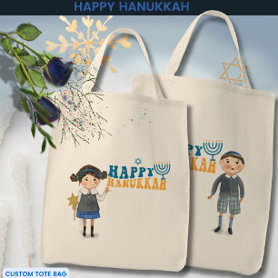 Bolsa Tote Feliz Hanukkah Jewart Girl & Boy