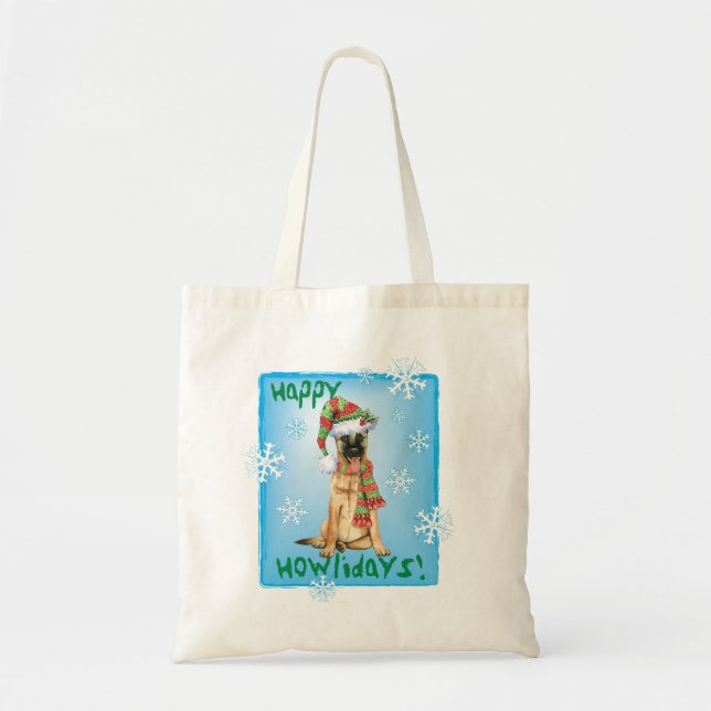 Bolsa Tote Feliz Howlidays em Malinois Belga (Frente)