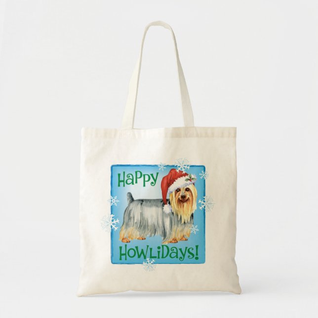 Bolsa Tote Feliz Howlidays Silky Terrier (Frente)