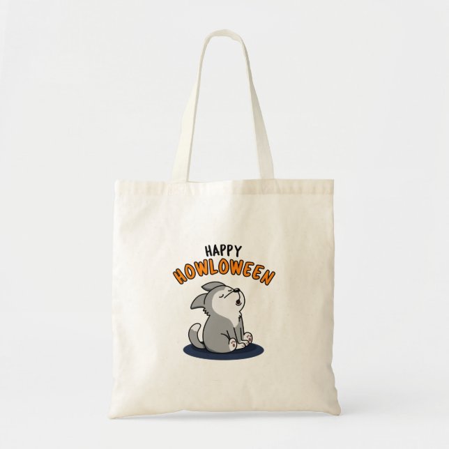 Bolsa Tote Feliz Howloween Engraçado Cachorro (Frente)