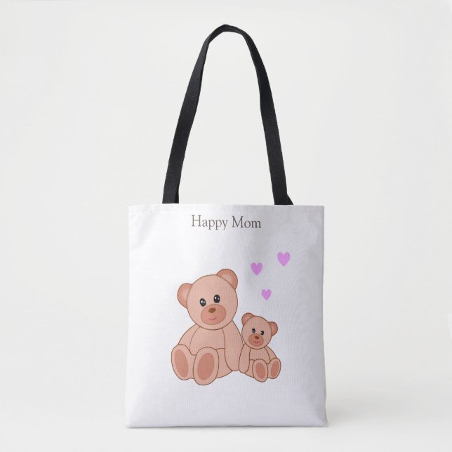 Bolsa Tote Feliz Mãe e Ursos Bonitos (Frente)