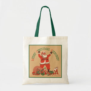 Bolsa Tote Feliz Natal a Todos! Santa Claus Vintage