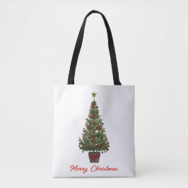 Bolsa Tote Feliz Natal. Árvore de Natal