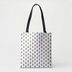 Bolsa Tote Feliz Natal. Árvore (design 1) com presentes