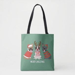 Bolsa Tote Feliz Natal - Buldog Francês