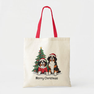 Bolsa Tote Feliz Natal Cães de Montanha Berneses