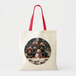 Bolsa Tote Feliz Natal Dachshund Dogs Snowman