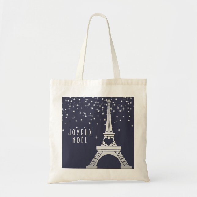 Bolsa Tote Feliz Natal de Joyeux Noel | de Paris na neve (Frente)