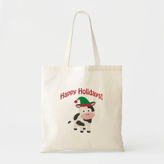 Bolsa Tote Feliz Natal! Elfo Vaca (Frente)
