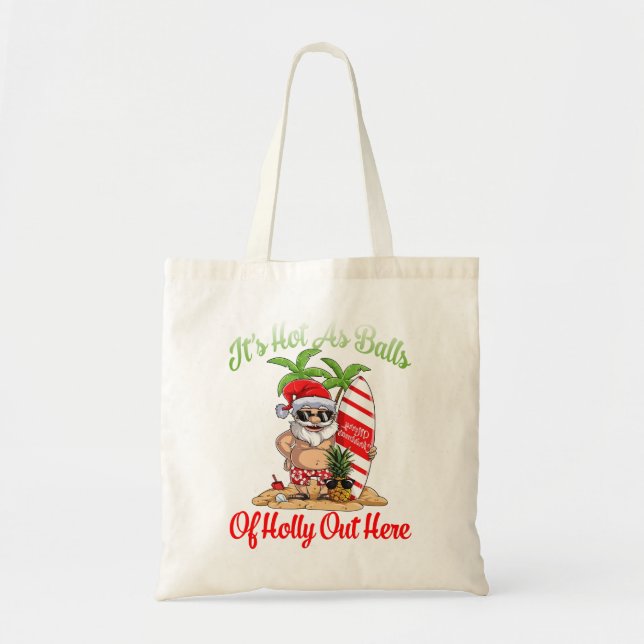 Bolsa Tote Feliz Natal Em Julho Quente Como Papais noeis De B (Frente)