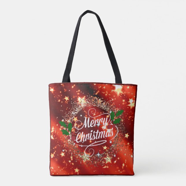 Bolsa Tote Feliz Natal, escute e faísca (Verso)