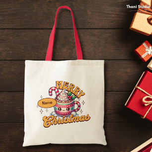 Bolsa Tote Feliz Natal Família de Mug de Chocolate Quente Bon