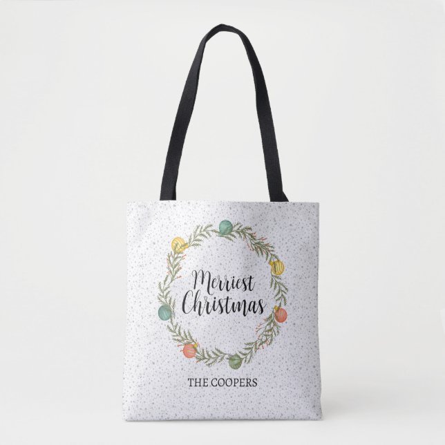 Bolsa Tote Feliz Natal Férias Festivas (Frente)