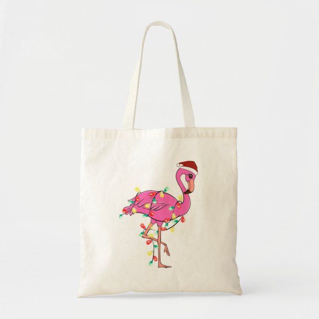 Bolsa Tote Feliz Natal Flamingo (Frente)