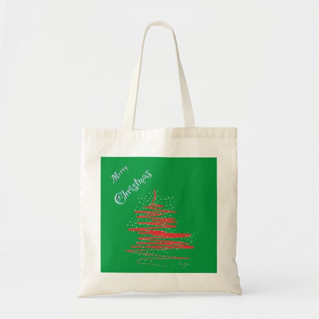 Bolsa Tote Feliz Natal Flocos de Neve (Frente)