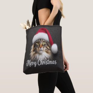 Bolsa Tote Feliz Natal Gato da Floresta Norueguesa, Gatinho d