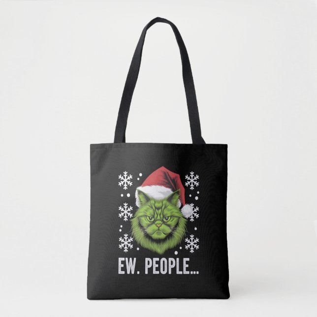 Bolsa Tote Feliz Natal Gato Pessoas Moguosas Amantes de Gato (Frente)