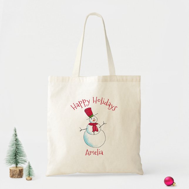 Bolsa Tote  Feliz Natal Homem de Neve  (Criador carregado)