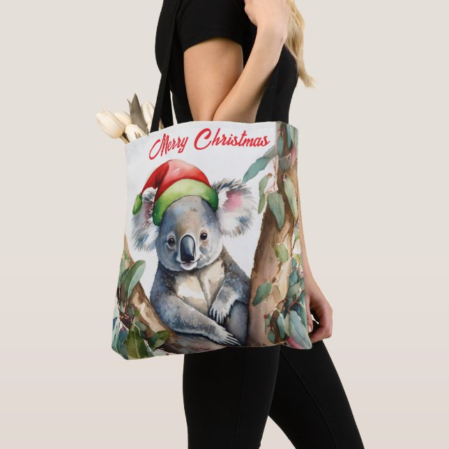 Bolsa Tote Feliz Natal Koala sentado em Gumtree (Close Up)