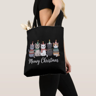 Bolsa Tote Feliz Natal Meowy Ano Feliz do Gato Amante de Gato