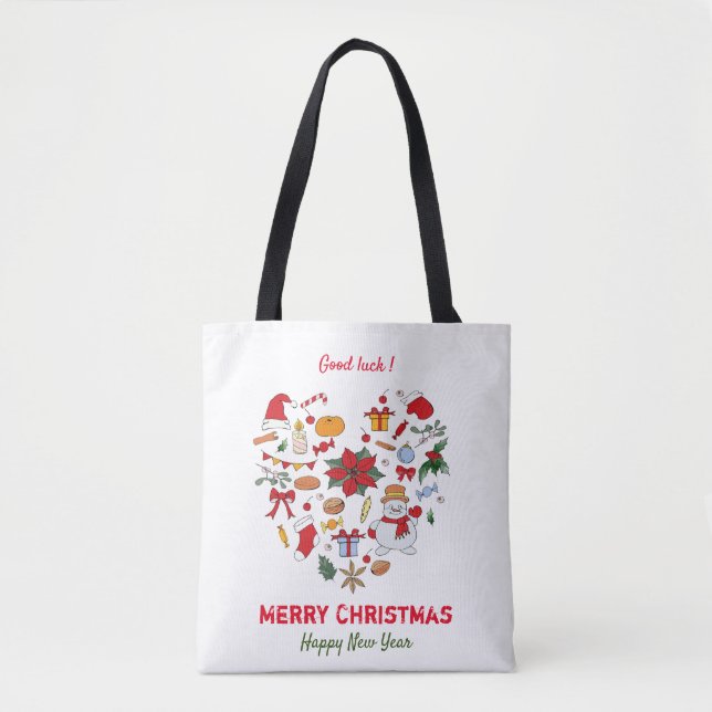 Bolsa Tote Feliz Natal minimalista e Ano novo (Frente)