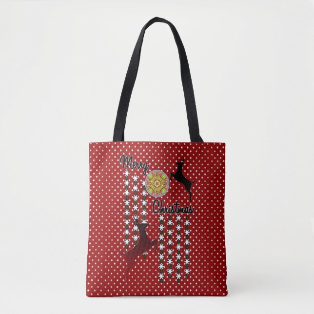 Bolsa Tote Feliz Natal Neve Deer (Frente)