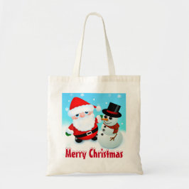 Bolsa Tote Feliz Natal, Papais noeis e Snowman