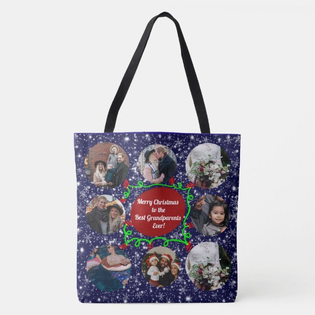 Bolsa Tote Feliz Natal para os melhores avós, 8 fotos (Frente)