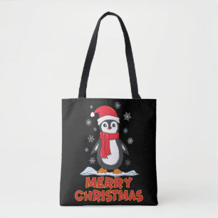 Bolsa Tote Feliz Natal - Pinguim Gato