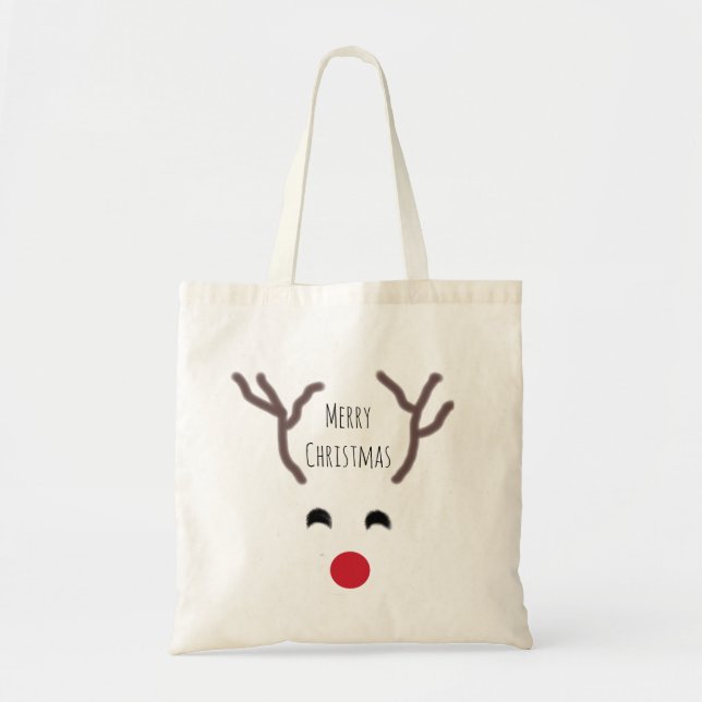 Bolsa Tote Feliz Natal Red Nose Reindeer (Frente)