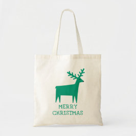 Bolsa Tote Feliz Natal. Rincas de madeira verde de inverno