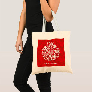 Bolsa Tote Feliz Natal Snowflake Tote Bag