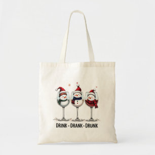 Bolsa Tote   Feliz Natal Snowman Wine Glass
