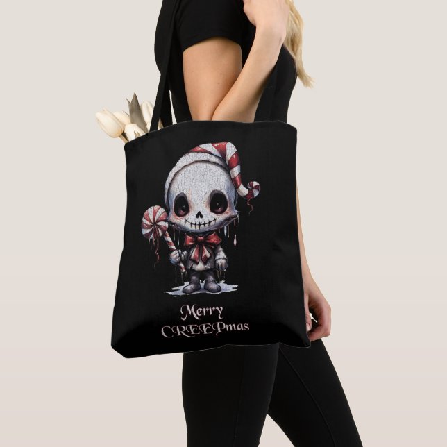 Bolsa Tote Feliz Natal Spooky Gothic (Close Up)