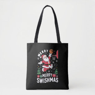 Bolsa Tote Feliz Natal Swishmas Papai Noel Jogando Basquete
