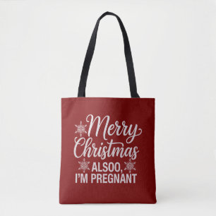 Bolsa Tote Feliz Natal Também Estou Grávida Anúncio de Bebê