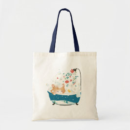 Bolsa Tote Feliz Natal, um Bath de Bolha de Gato Gato Gato