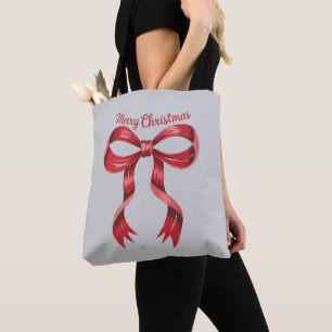 Bolsa Tote Feliz Natal Vermelho Coquete Laço Menina