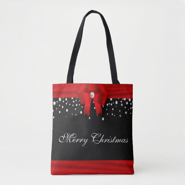 Bolsa Tote Feliz Natal Vermelho e Negro (Frente)