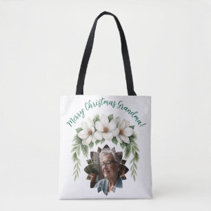 Bolsa Tote Feliz Natal Vovó Foto Feriado Presente