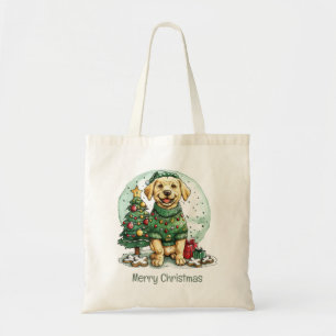 Bolsa Tote Feliz Natal Yellow Labrador Retriever Dog