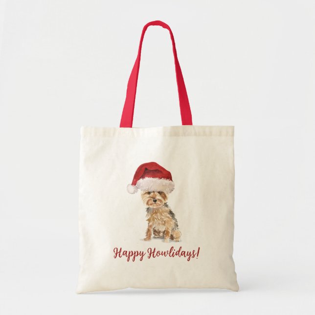 Bolsa Tote Feliz Natalzinho Yorkshire Terrier (Frente)