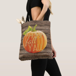 Bolsa Tote Feliz Outono para Todos Padrão de Abóbora Laranja