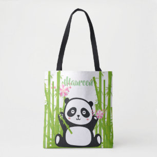 Bolsa Tote Feliz Panda com Bamboo e Flor de Cereja